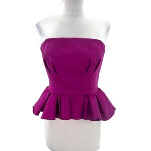 Petersyn ruffle hem bustier strapless top purple sz S